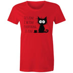It's Fine, I'm Fine, Frazzled Cat - Womens T-shirt Red Womens T-shirt animal Printed In Australia