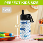 Blue Fish 12oz Kids Water Bottle with Straw Lid