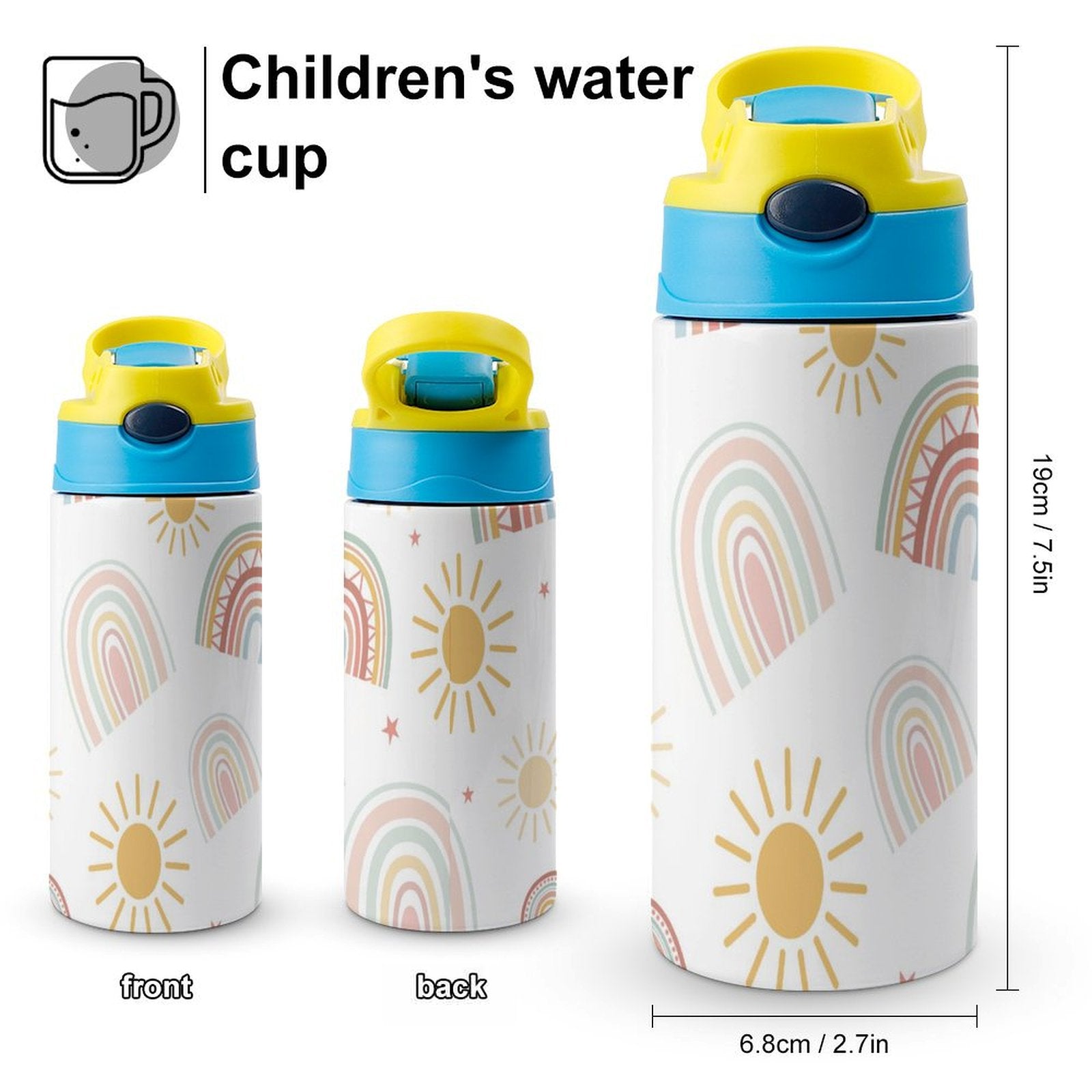 Pastel Rainbows - Little Kids Water Bottle Little Kids Water Bottle Printed Offshore