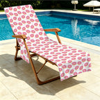 Pink Donuts Beach Chair Towel Cover with Side Pockets