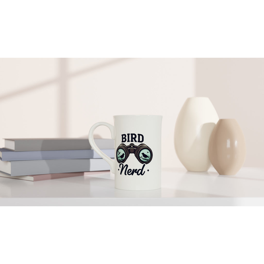Bird Nerd - White 10oz Porcelain Slim Mug Porcelain Mug Globally Fulfilled