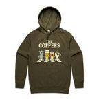 The Coffees, Crossing Road Men's AS Colour Hoodie Army Mens Hoodie Coffee Music Printed In Australia