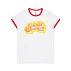 Hello Sunshine - Women's Ringer Tee White Red Womens Ringer T-shirt Printed In Australia Summer