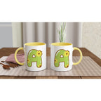 Personalised Initial With Flowers White 11oz Ceramic Mug with Color Inside Personalised 11oz Mug customise Globally Fulfilled Name personalise