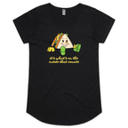 Sandwich, It's What's On The Inside That Counts - Womens Scoop Neck T-Shirt Black Womens Scoop Neck T-shirt Food Positivity Printed In Australia