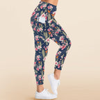 Dark Hawaiian Floral Women's High Waist Pockets Yoga Leggings