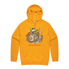 Stay Weird, Guitar Playing Frog On A Snail Men's AS Colour Hoodie Gold Mens Hoodie animal Music Printed In Australia