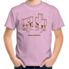 Think Positive, Maths - Kids Youth T-Shirt Pink Kids Youth T-shirt Maths Positivity Printed In Australia