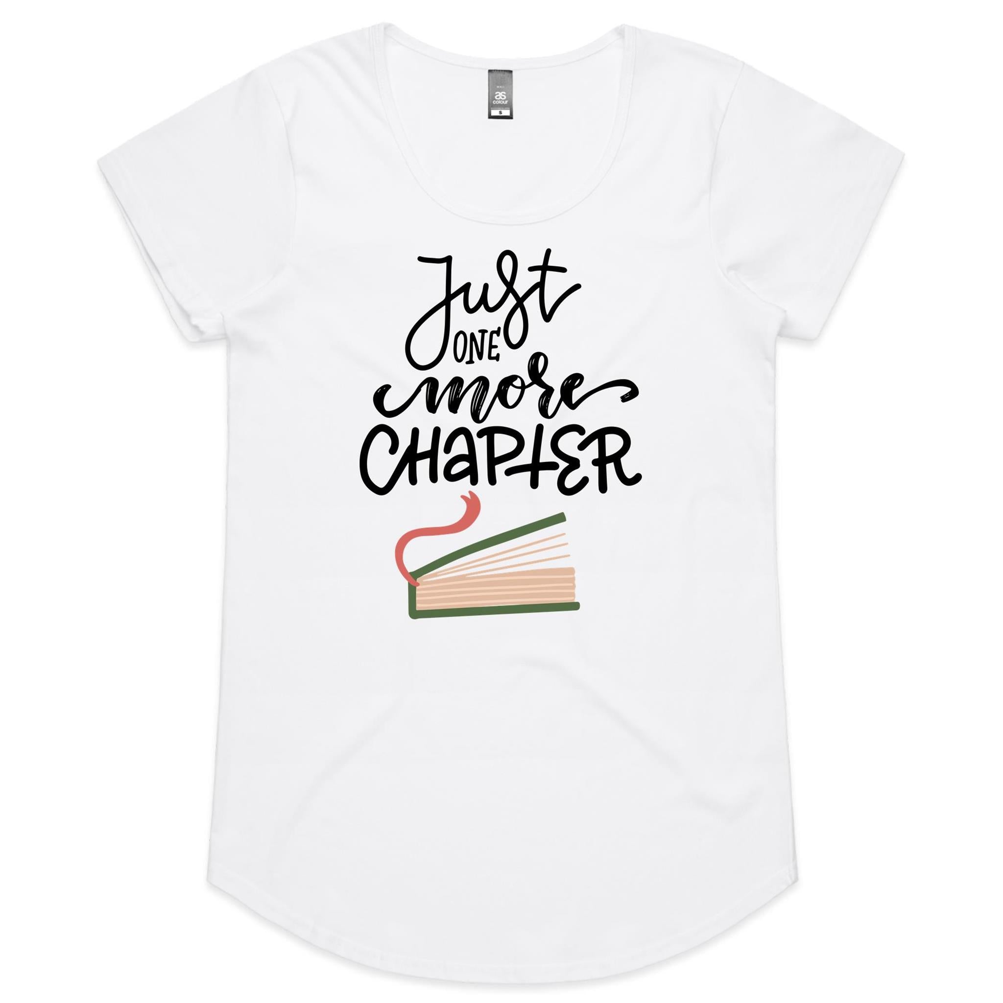 Just One More Chapter - Womens Scoop Neck T-Shirt White Womens Scoop Neck T-shirt Printed In Australia Reading