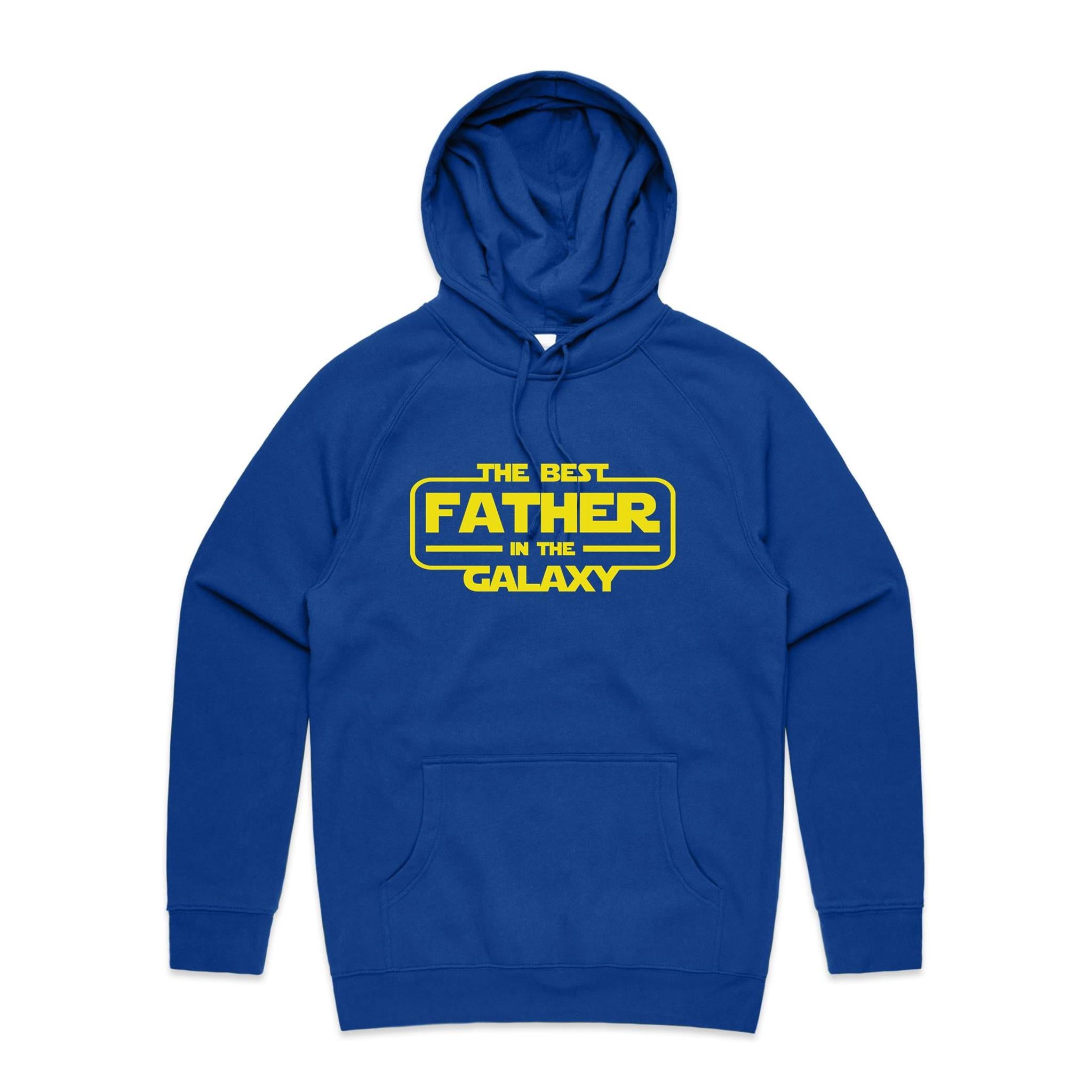 The Best Father In The Galaxy - Mens Hoodie Bright Royal Mens Hoodie Dad Printed In Australia