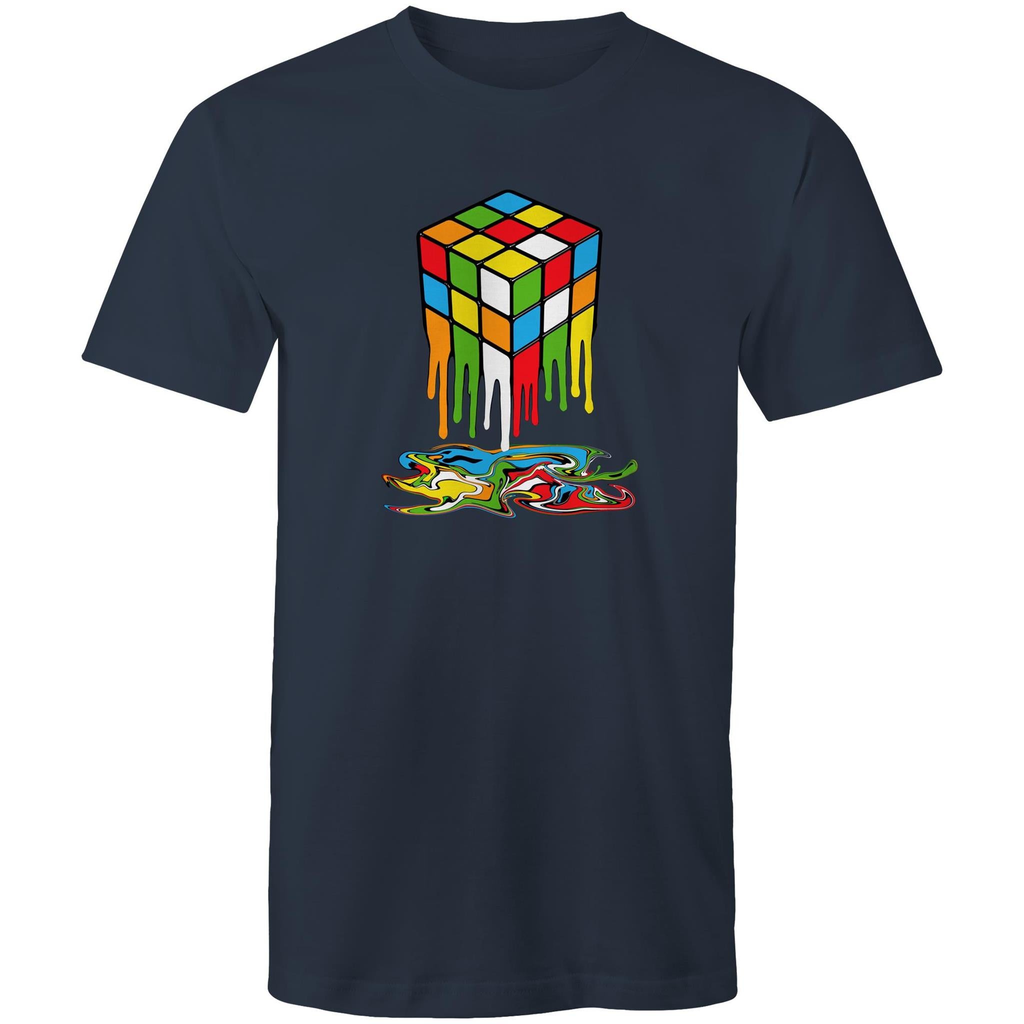 Melting Game Cube - Mens T-Shirt Navy Mens T-shirt Games