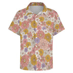 Faded Floral Women's Short-Sleeve Button Up Shirt