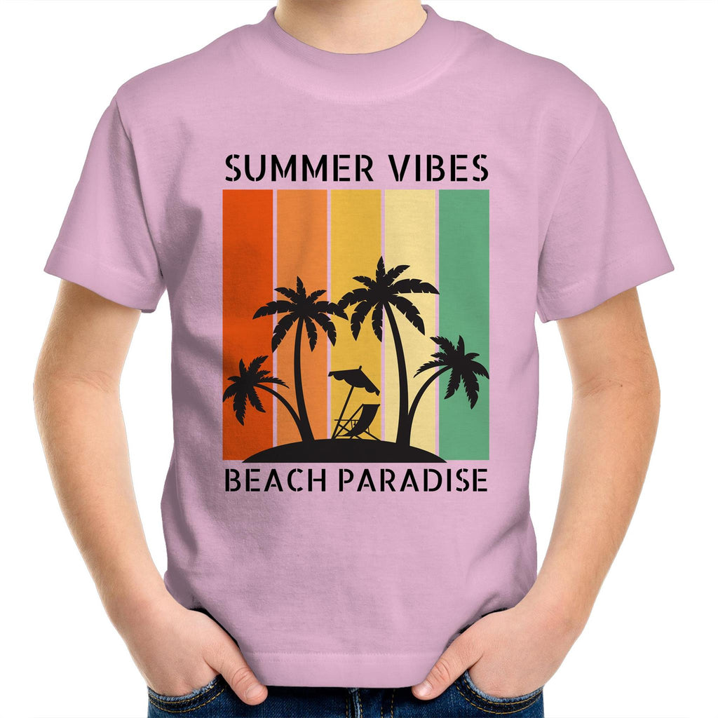 Summer Vibes - Kids Youth T-Shirt Pink Kids Youth T-shirt Printed In Australia Summer Surf