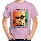 Summer Vibes - Kids Youth T-Shirt Pink Kids Youth T-shirt Printed In Australia Summer Surf