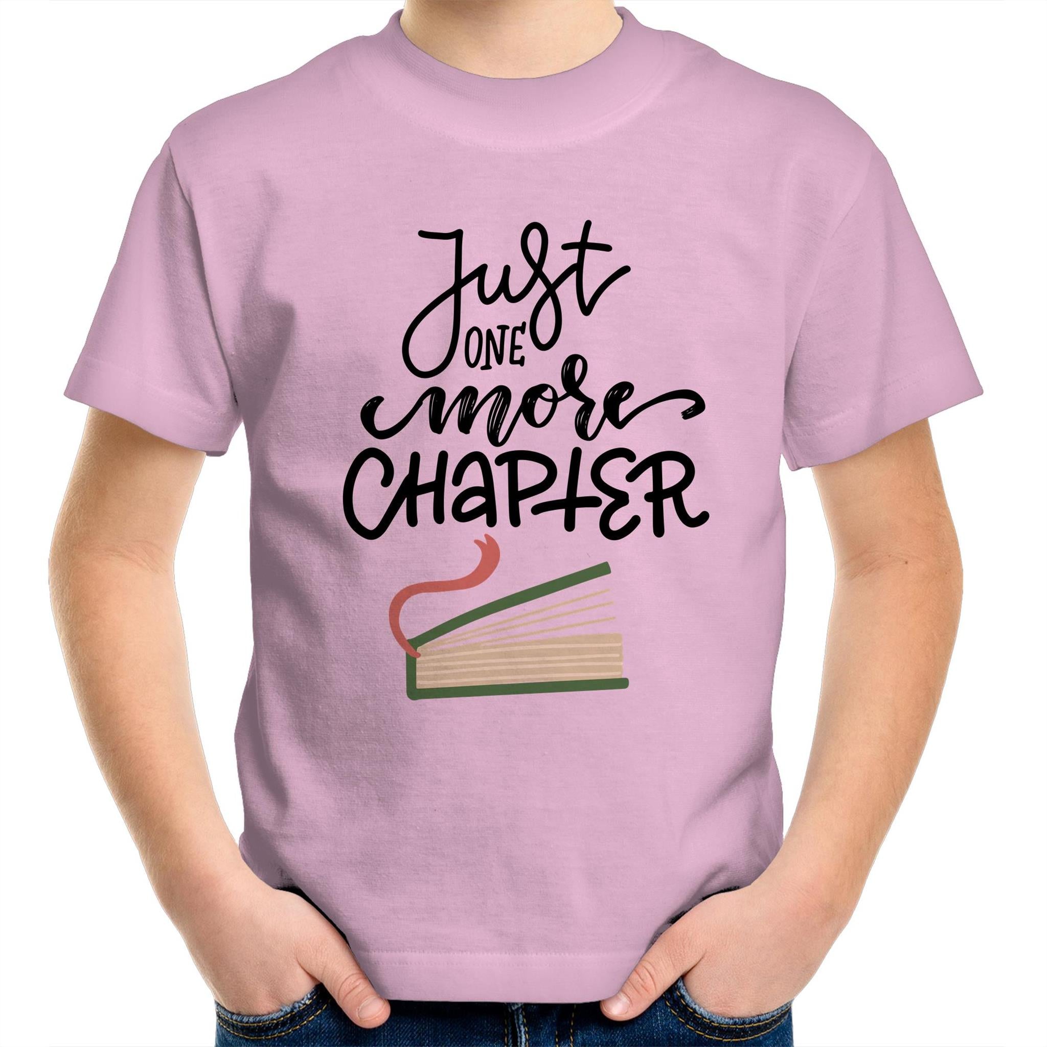 Just One More Chapter - Kids Youth T-Shirt Pink Kids Youth T-shirt Printed In Australia Reading