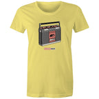 Classic Rock, Cassette Player - Womens T-shirt Yellow Womens T-shirt Music Printed In Australia Retro