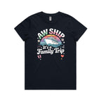 Aw Ship, It's A Family Trip Womens Cruise T-shirt Navy Womens Cruise T-shirt Cruise Printed In Australia