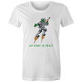 Alien Invasion, We Come In Peace Women's AS Colour T-shirt White Womens T-shirt Printed In Australia Sci Fi