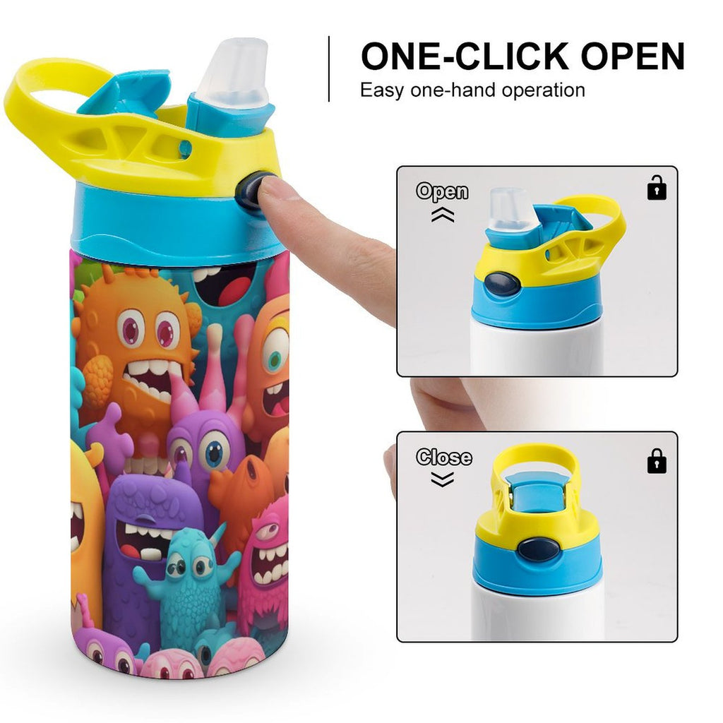 Crazy Colourful Monsters - Little Kids Water Bottle Little Kids Water Bottle Printed Offshore Sci Fi