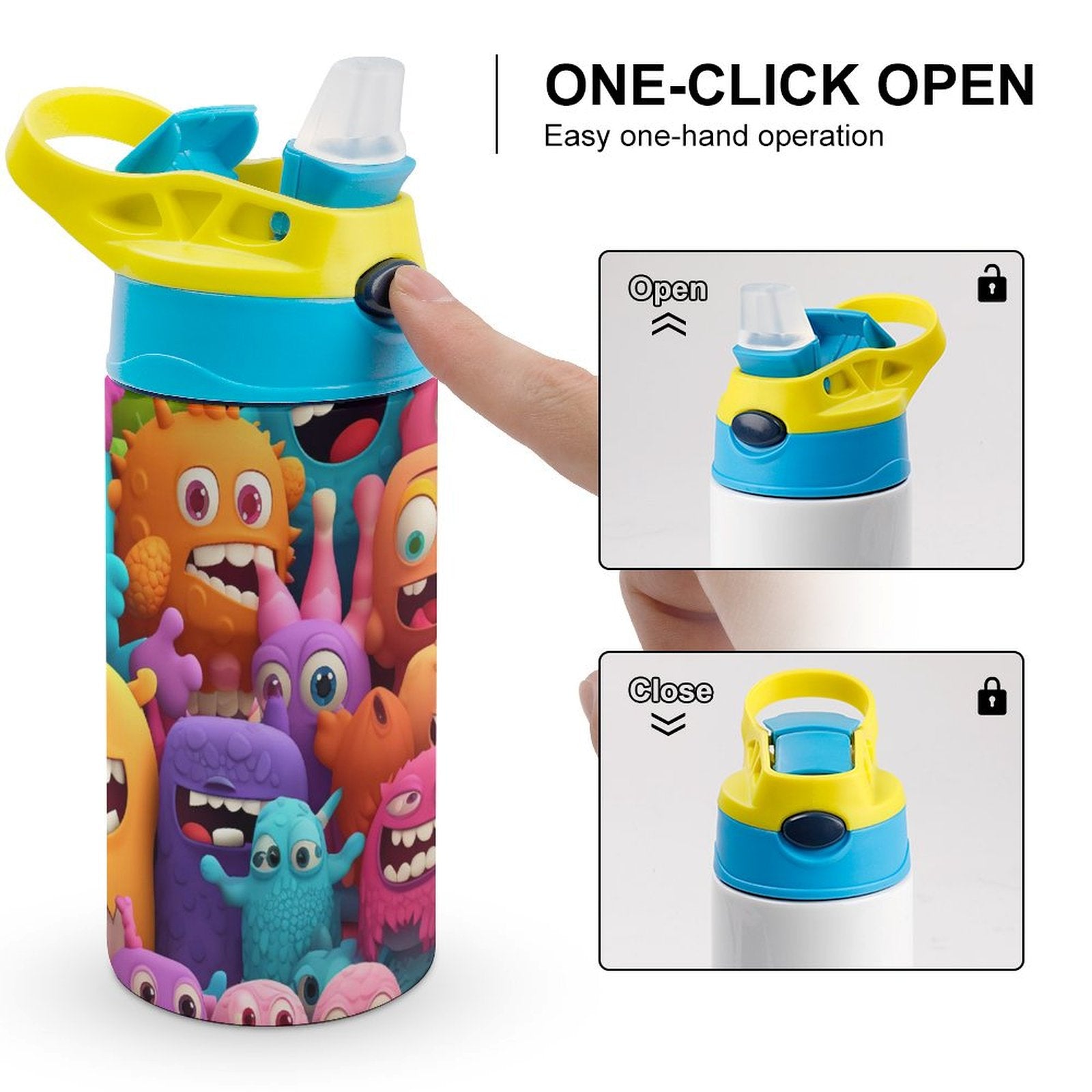 Crazy Colourful Monsters - Little Kids Water Bottle Little Kids Water Bottle Printed Offshore Sci Fi