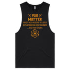You Matter, Physics Pun Mens Men's AS Colour Drop Arm Tank Top Black Drop Arm Tank Top Printed In Australia Science