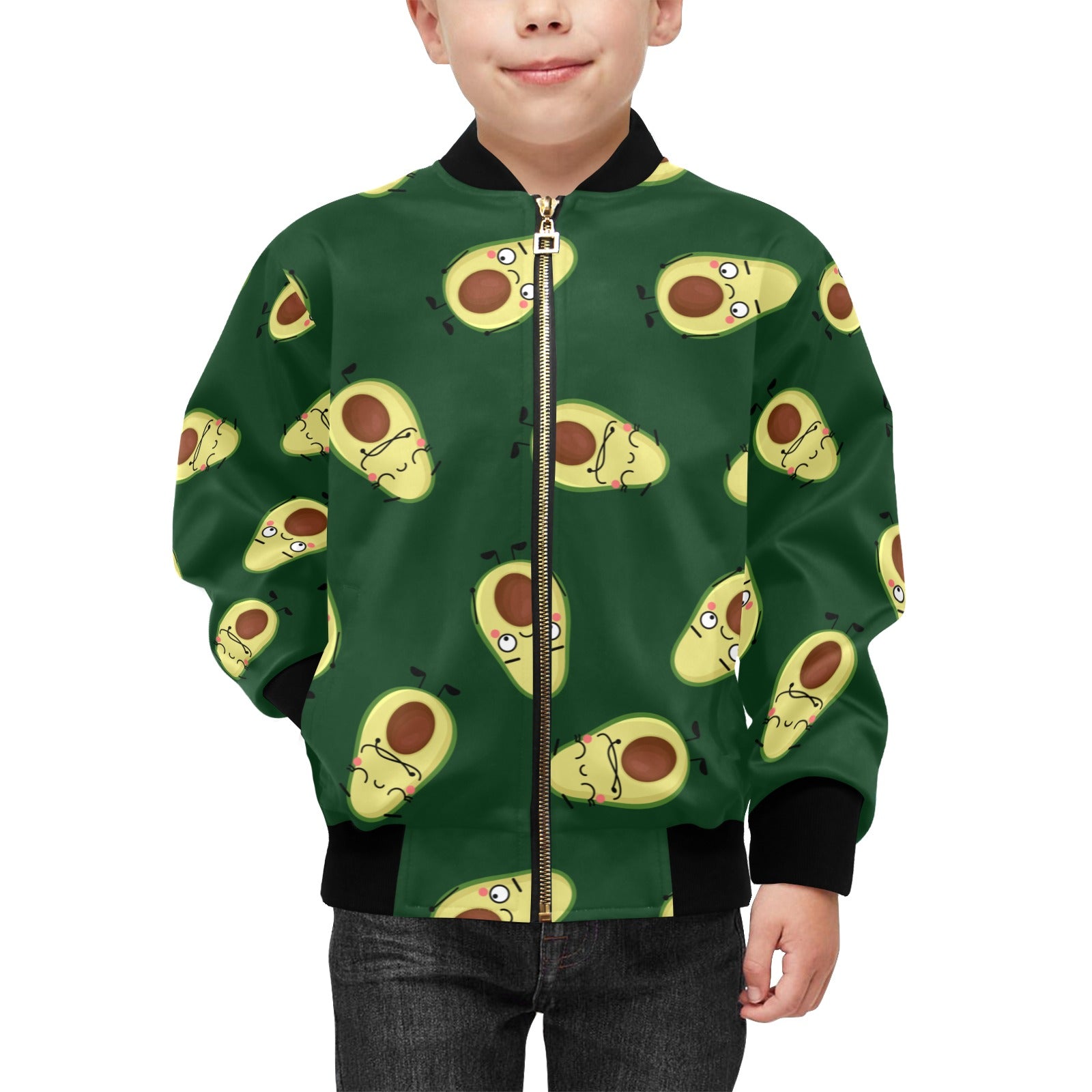 Avocado Characters Kids Bomber Jacket Kids Bomber Jacket Food Printed Offshore