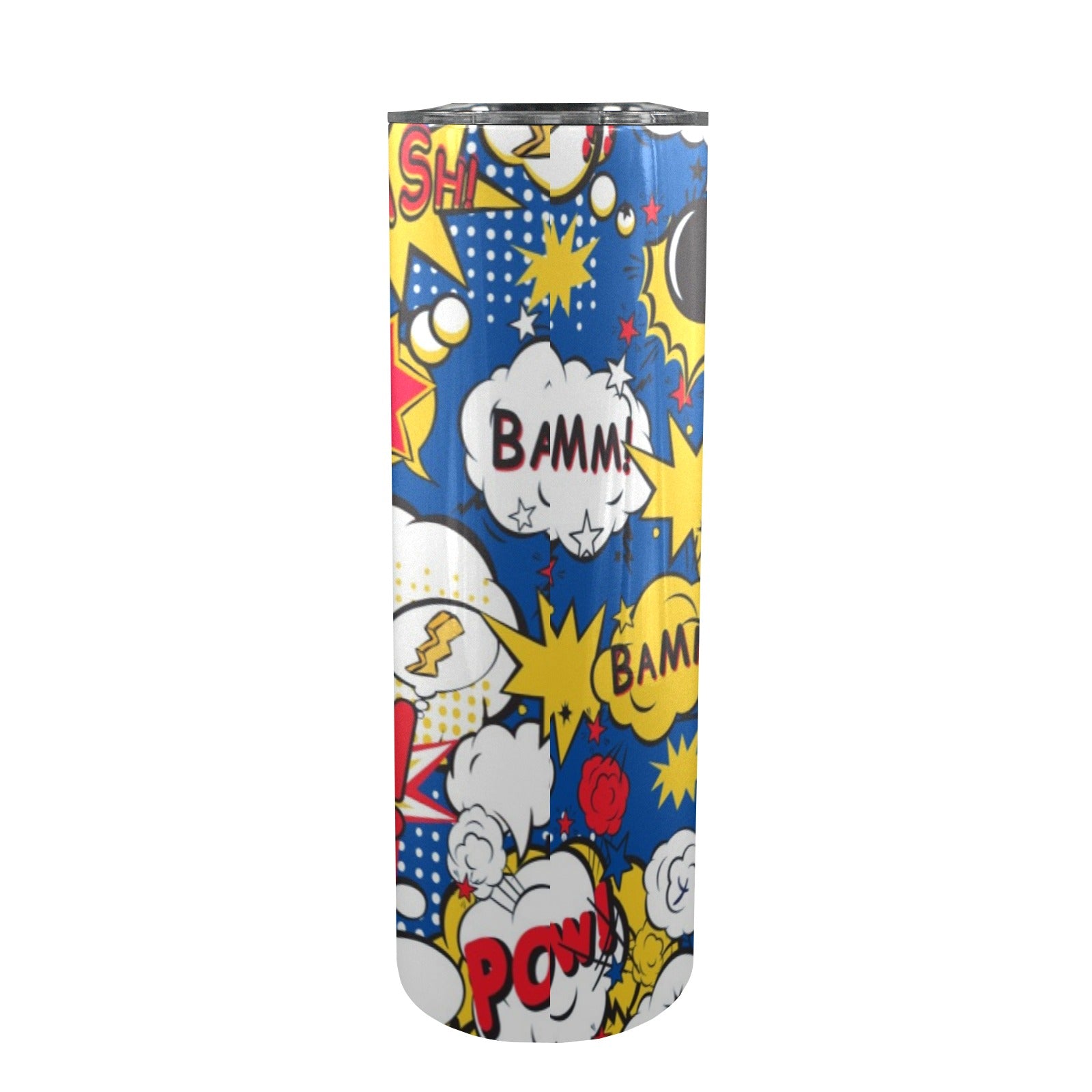 Blue Comic Book - 20oz Tall Skinny Tumbler with Lid and Straw