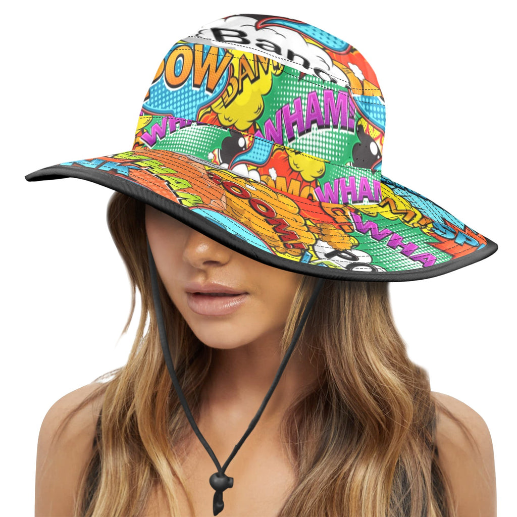 Comic Book 2 Wide Brim Bucket Hat Wide Brim Bucket Hat comic Printed Offshore