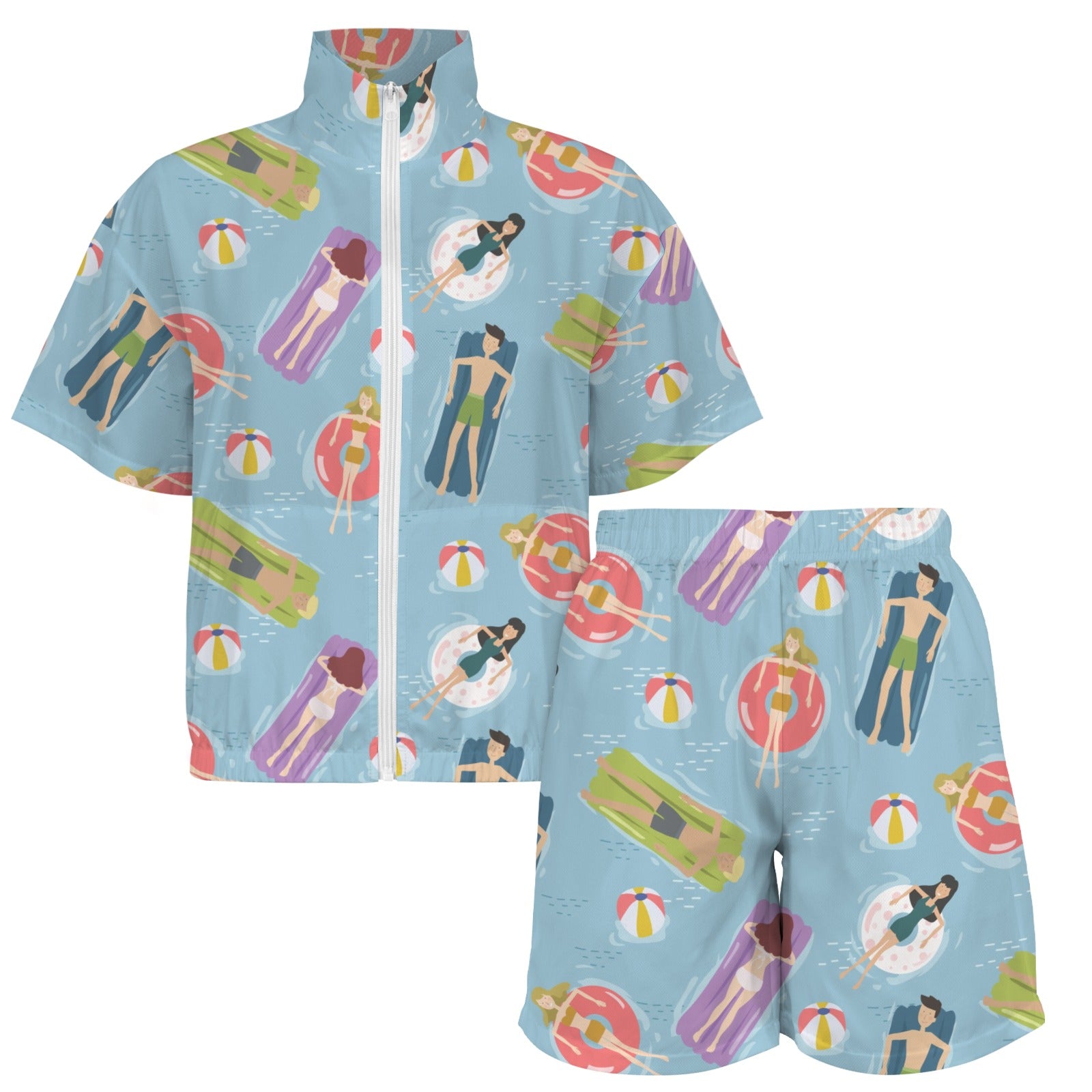 Beach Float Women's Windbreaker Short Set Women's Windbreaker Short Set Printed Offshore Summer Surf