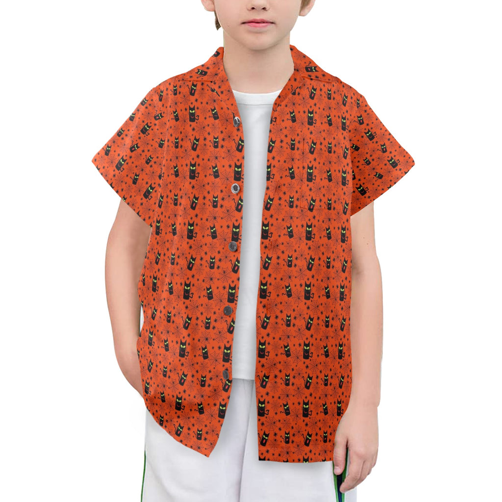 Halloween Black Cats Senior Kids Hawaiian Shirt