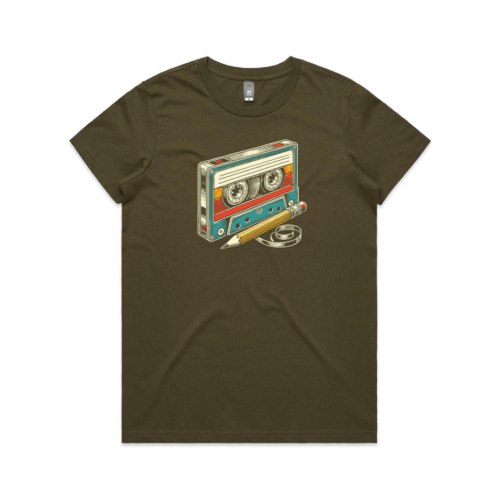 Cassette Tape And Pencil - Womens T-shirt