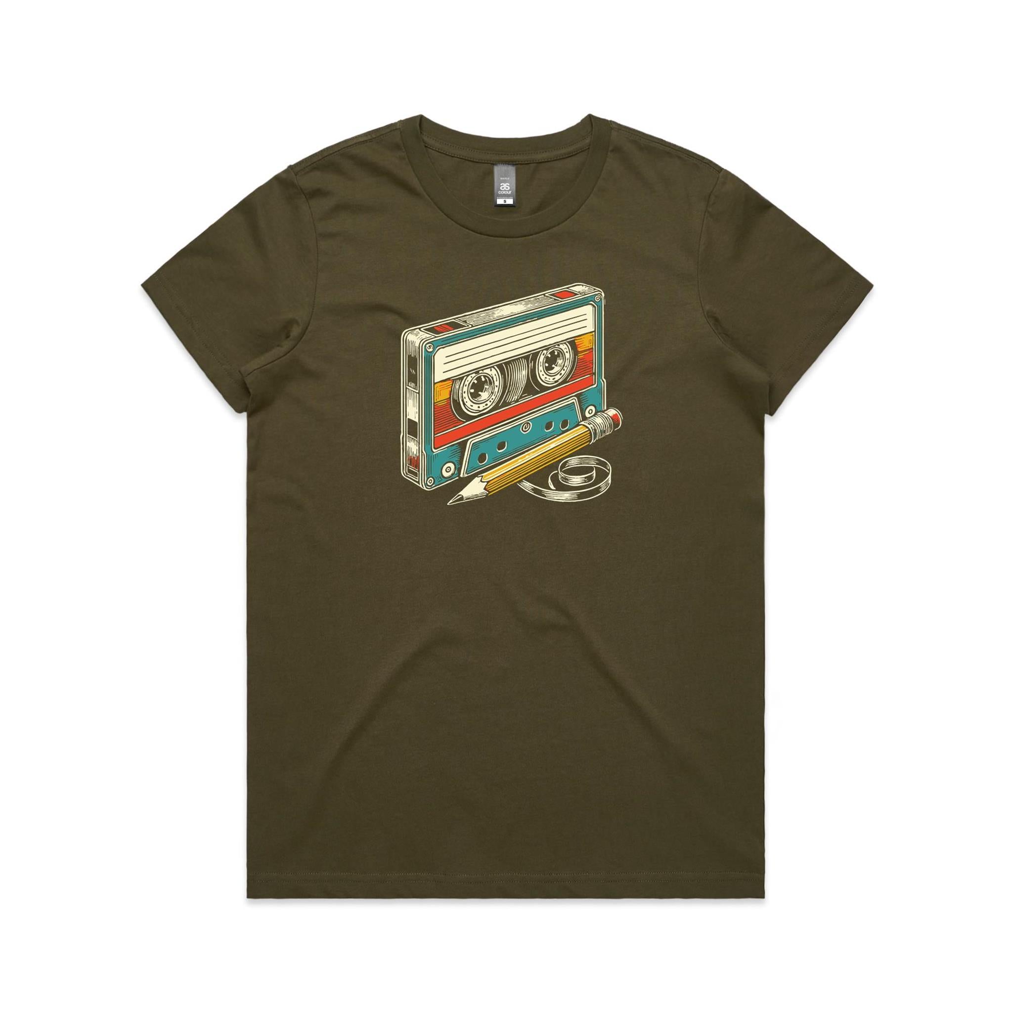 Cassette Tape And Pencil - Womens T-shirt