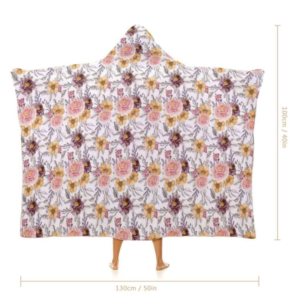 Painted Flowers Kids Hooded Blanket 100cm x 130cm