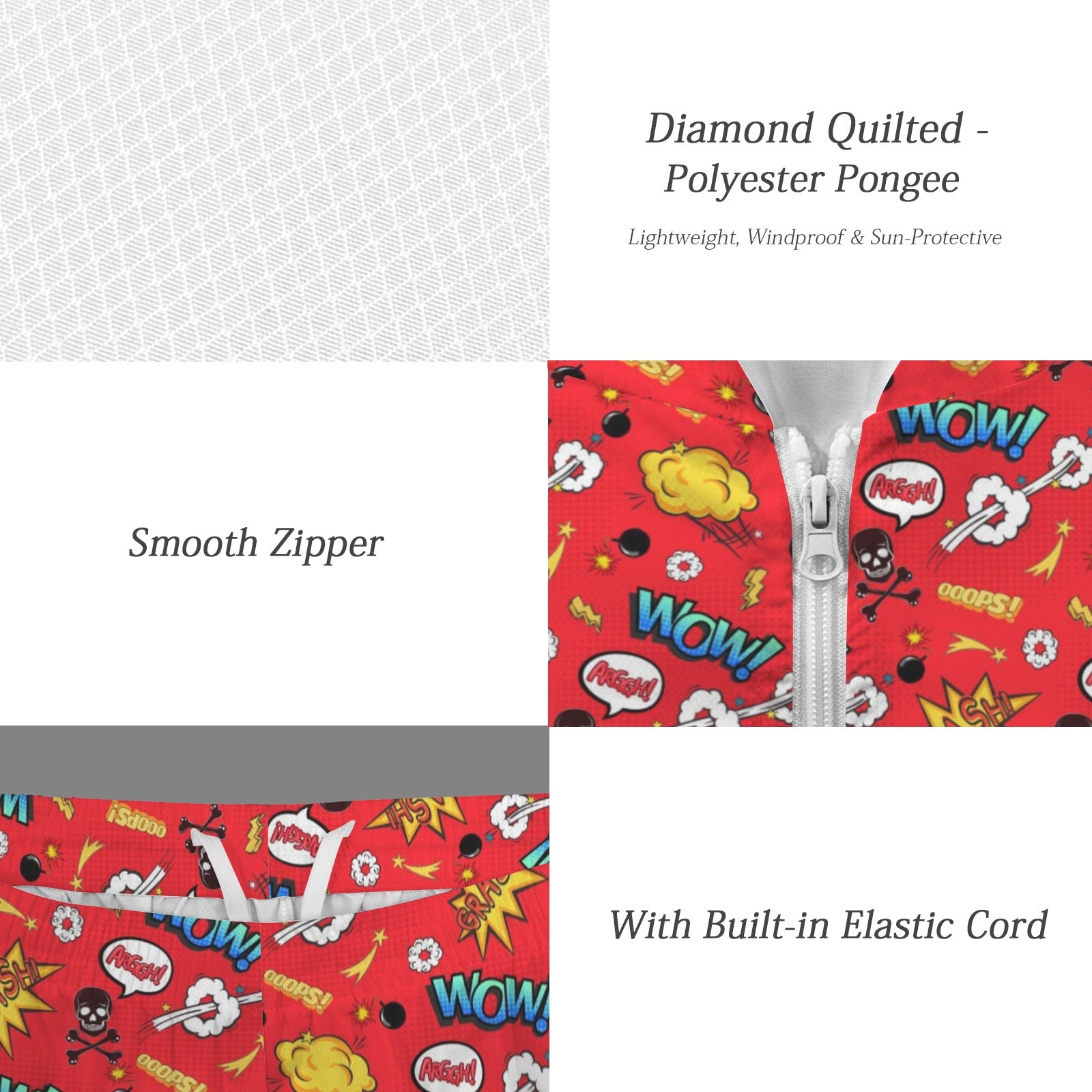 Comic Book Red Men's Lightweight Sun Hoodie & Shorts Set Men's Lightweight Sun Hoodie & Shorts comic Printed Offshore