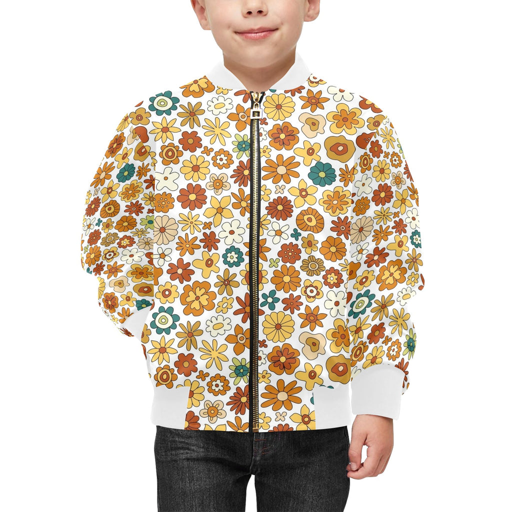 70's Style Floral Kids Bomber Jacket