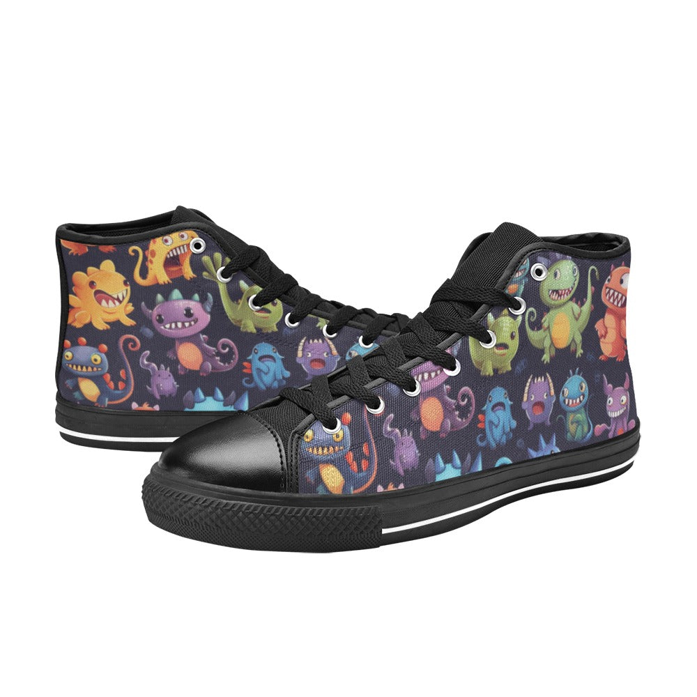 Monster Mania - Men's High Top Canvas Shoes