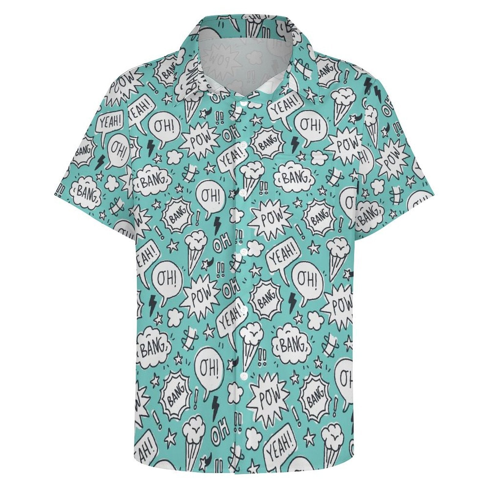 Comic Book Speech Bubbles Women's Short-Sleeve Button Up Shirt Women's Short-Sleeve Button Up Shirt comic Printed Offshore