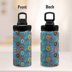 Doughnuts On Blue Kids Water Bottle with Chug Lid (12 oz) Kids Water Bottle with Chug Lid Food Printed Offshore