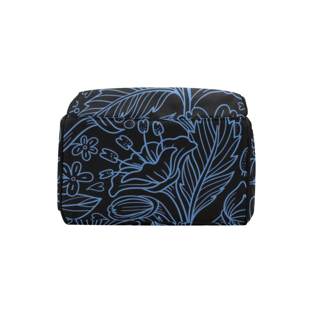 Blue Floral - Multi-Function Backpack, Nappy / Diaper Bag