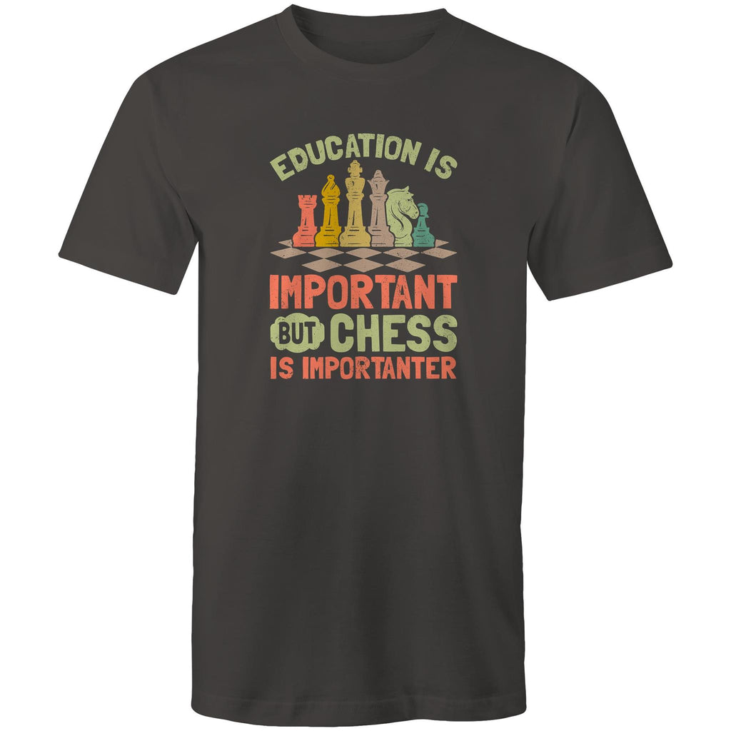 Chess And Education - Mens T-Shirt Charcoal Mens T-shirt Chess Games Printed In Australia