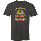 Chess And Education - Mens T-Shirt Charcoal Mens T-shirt Chess Games Printed In Australia