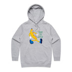 Banana, Time To Split - Womens Hoodie Grey Marle Womens Hoodie Food Printed In Australia