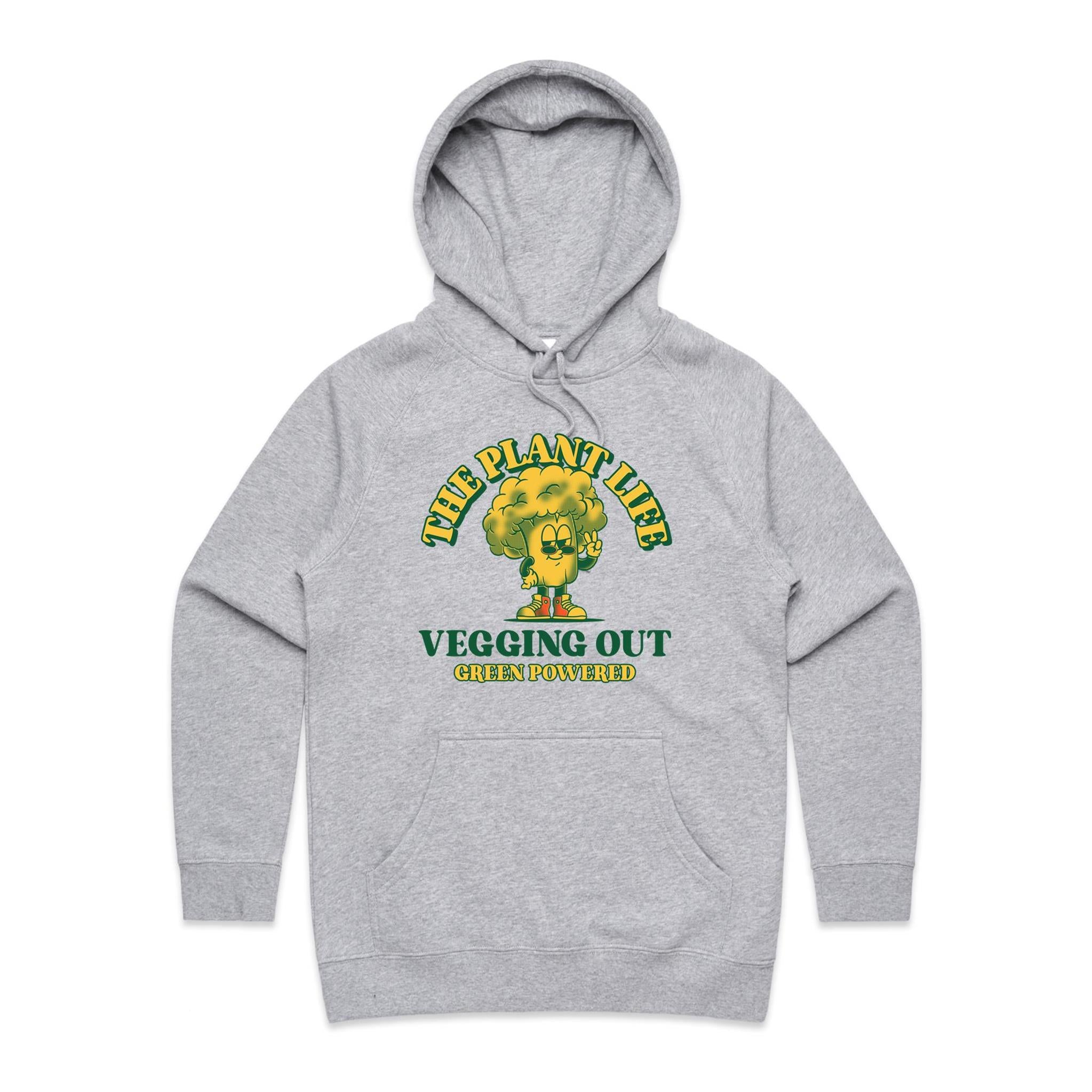 The Plant Life, Vegetarian - Womens Hoodie Grey Marle Womens Hoodie Food Printed In Australia