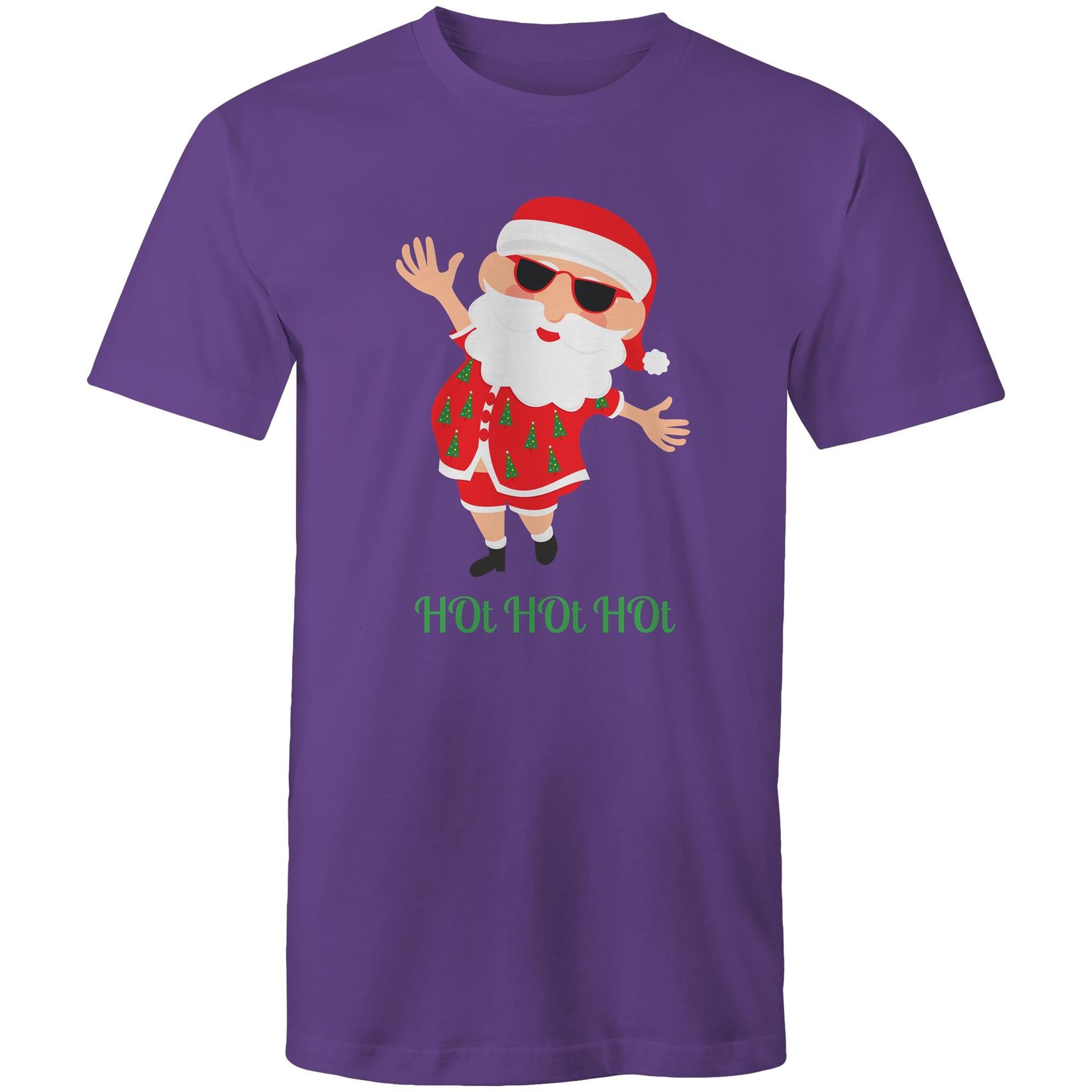 Summer Santa, Hot Hot Hot - Mens T-Shirt Purple Mens Christmas T-shirt Christmas Printed In Australia
