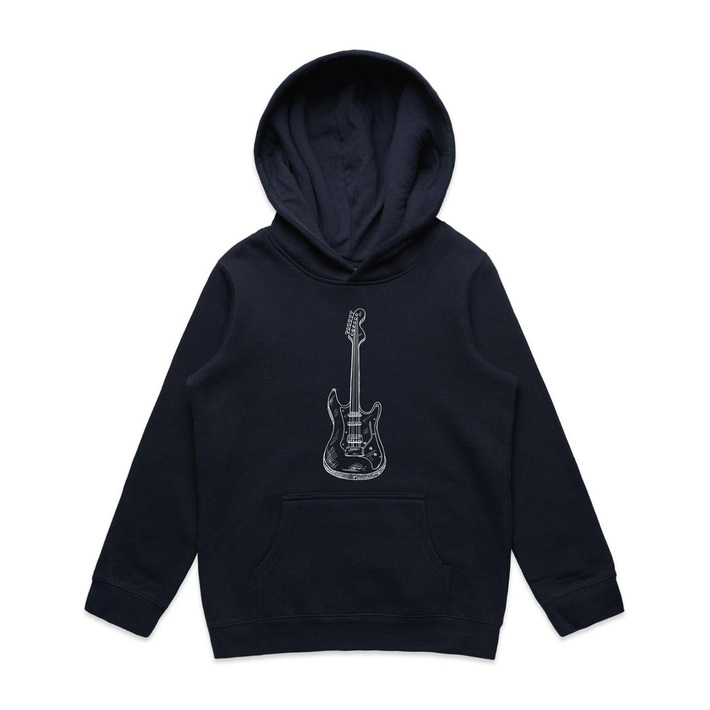 Guitar - Kids Hoodie Navy Kids Hoodie Printed In Australia