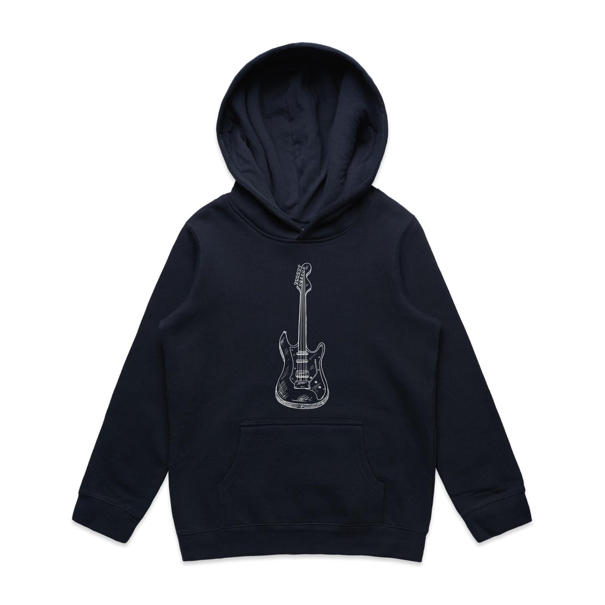 Guitar - Kids Hoodie Navy Kids Hoodie Printed In Australia