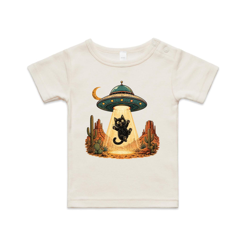 Black Cat Alien UFO Abduction AS Colour Baby T-shirt