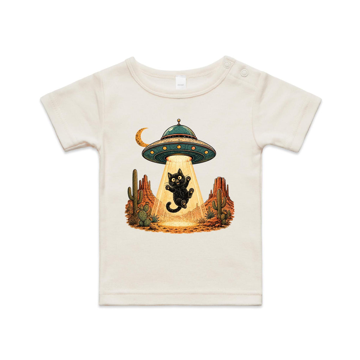 Black Cat Alien UFO Abduction AS Colour Baby T-shirt