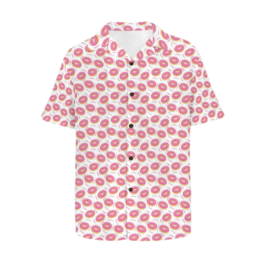 Pink Donuts Men's Short Sleeve Hawaiian Shirt Men's Hawaiian Shirt (New) Food Printed Offshore