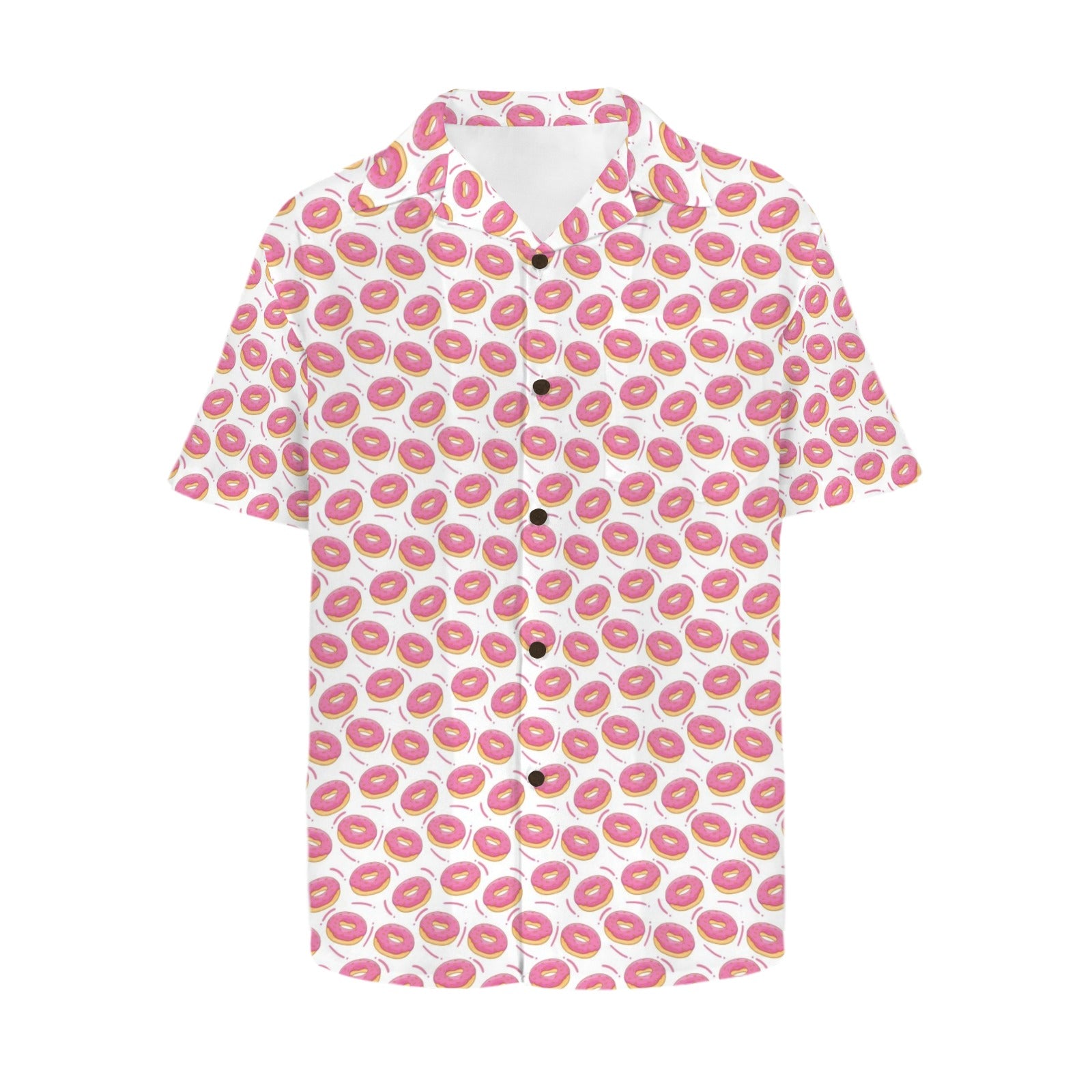Pink Donuts - Men's Short Sleeve Hawaiian Shirt Men's Hawaiian Shirt (New) Food Printed Offshore